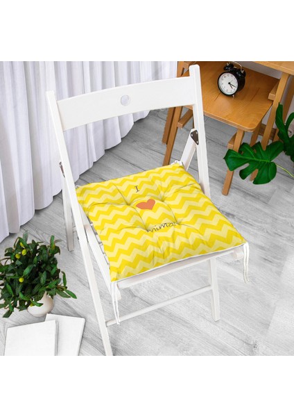 Real Homes Sarı Zigzaglı I Love Animal Desenli Çocuk Odası Pofidik Sandalye Minderi - 40 x 40 cm fiyatları