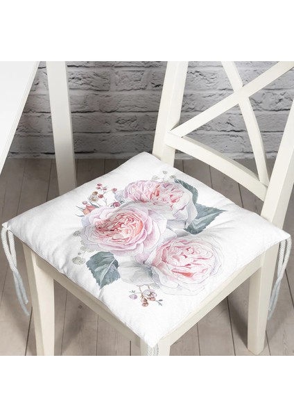 Soluk Çiçek Motifli Modern Baskılı Pofidik Sandalye Minderi