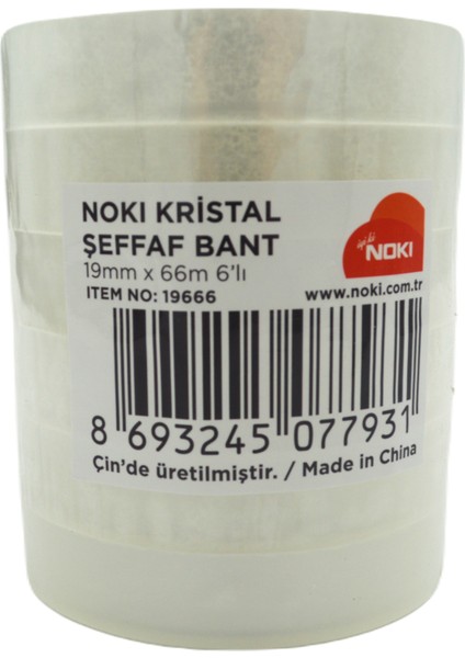 Kristal Şeffaf Bant 19 mm x 66 M 6’lı Rulo