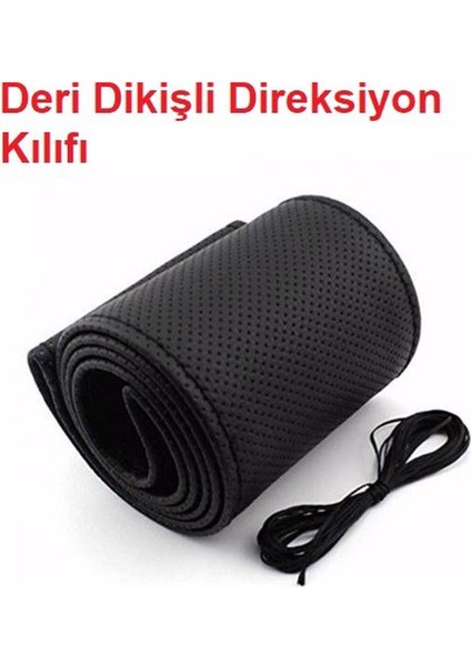 Car Accesorıes Deri Direksiyon Kılıfı Kokusuz Dikmeli - Siyah indirimleri