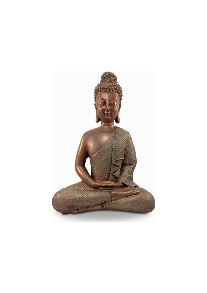 Dekoratif Polyester Buda Heykeli Bakır (35X27CM)