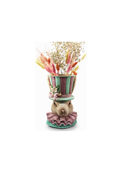 Dekoratif Büyük Tavşan Saksı Pastel (29X19CM)