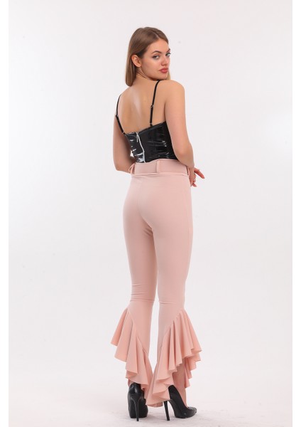 Kemerli Paça Volanlı Pike Çelik Pantolon | PNT32698 fırsatları