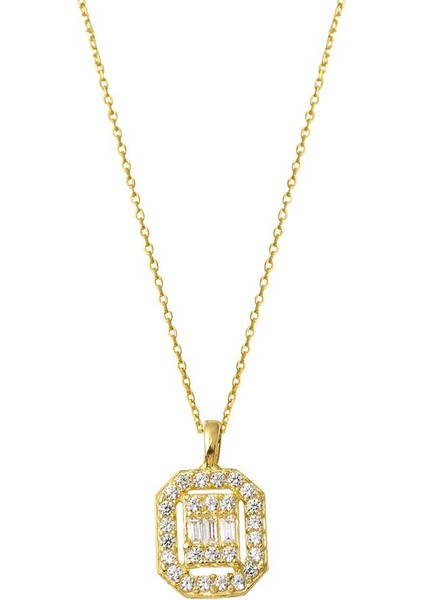 Mercan Baget Taşlı Altın Kolye