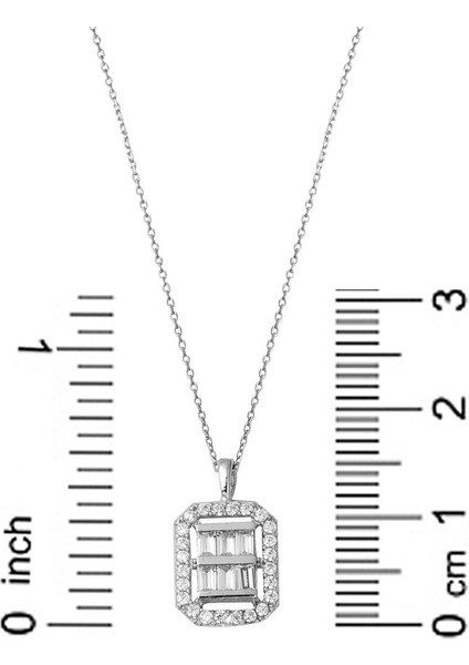 Crystal Baget Taşlı Beyaz Altın Kolye indirimleri