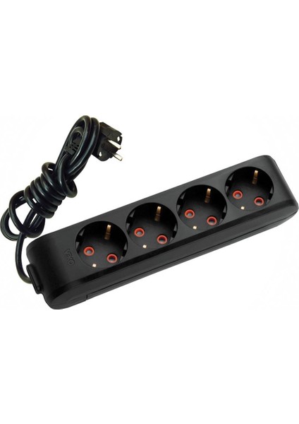 ML-90133403 Multi-Let 4lü Priz Çocuk Korumalı Topraklı Klemensli 3 Metre Kablolu Siyah Grup Priz