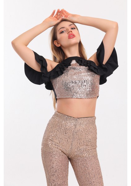 Kol ve Yanları Volanlı Payet Bluz | BLZ32229 fiyatları