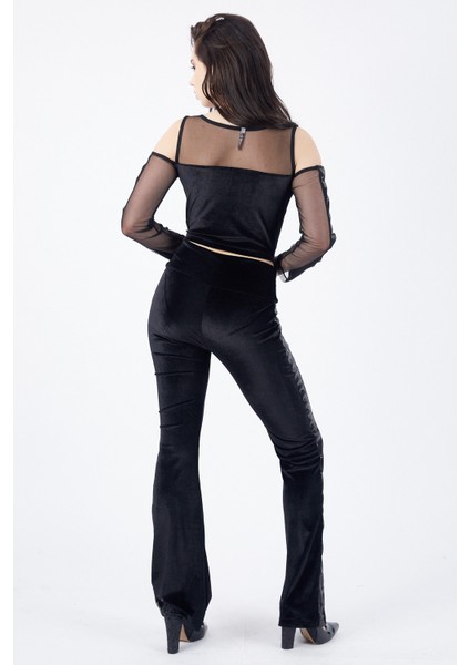 Yanları Payetli Yüksek Kemer Kadife Pantolon | PNT32381 fırsatları