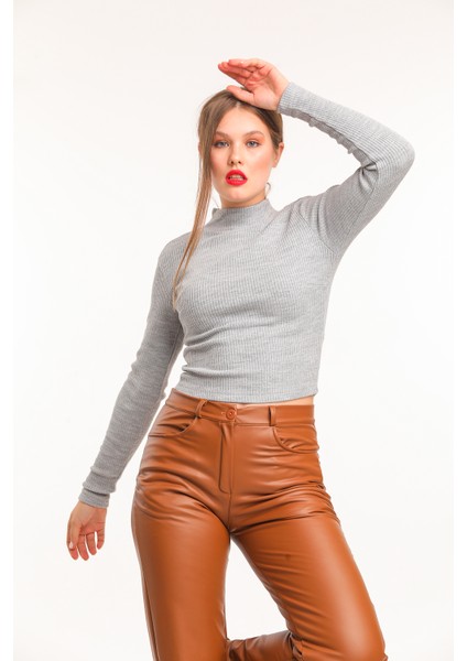 Omuzlari Dugmeli Bluz | BLZ14397 Gri