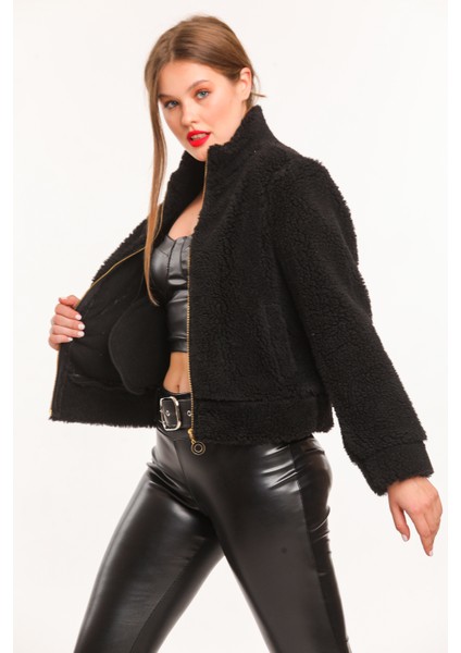 Metal Fermuarlı Yanlar Cepli Pelluş Mont | MNT32408