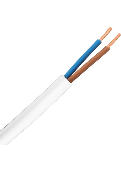 2 x 0,75 Ttr Kablo 8 Metre Beyaz Tam Bakır