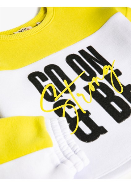 Kız Çocuk Slogan Baskılı Renk Bloklu Sweatshirt modelleri