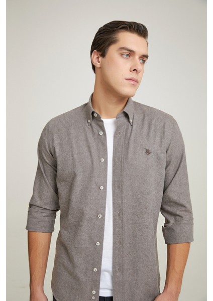 Slim Fit Vizon Armürlü Gömlek