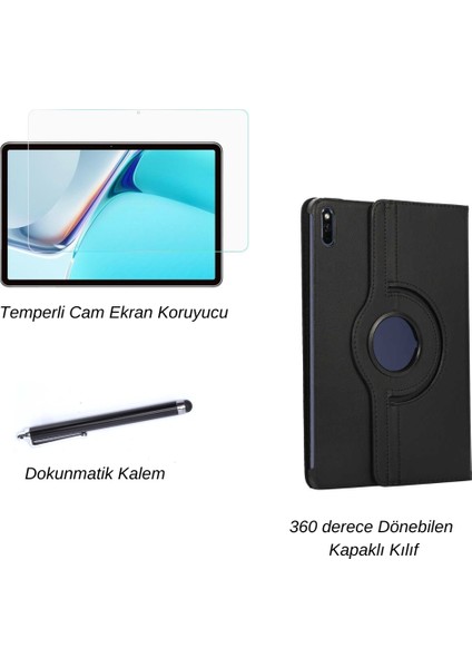 Huawei Matepad 11 2021 Tablet Kılıf Seti Standlı Pu Deri Kılıf + Temperli Ekran Koruyucu + Kalem