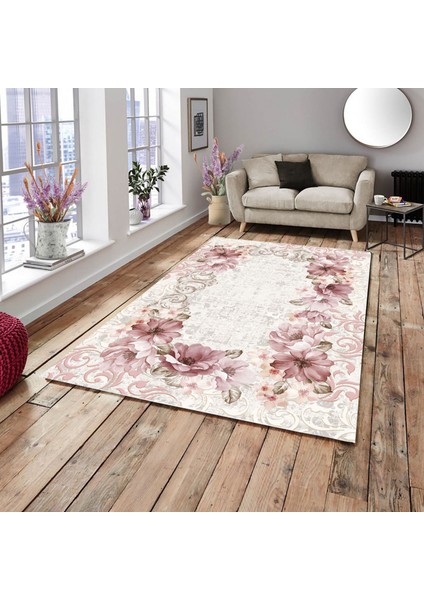 Meka Home Gelincik Model Lastikli Kadife Halı Örtüsü