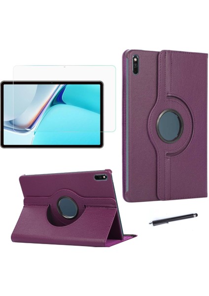 Huawei Matepad 11 2021 Tablet Kılıf Seti Standlı Pu Deri Kılıf + Temperli Ekran Koruyucu + Kalem