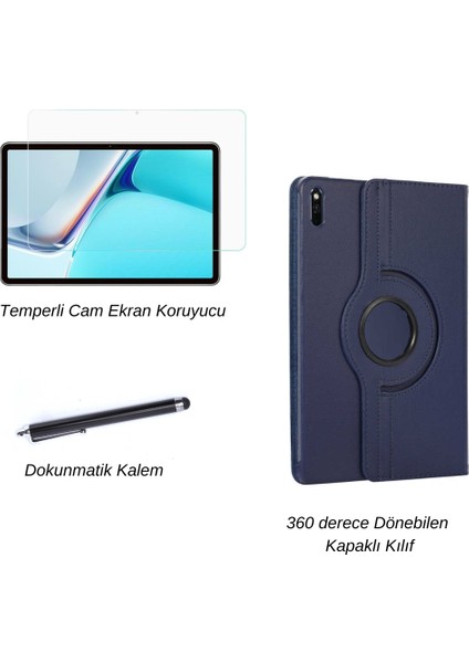 Huawei Matepad 11 2021 Tablet Kılıf Seti Standlı Pu Deri Kılıf + Temperli Ekran Koruyucu + Kalem