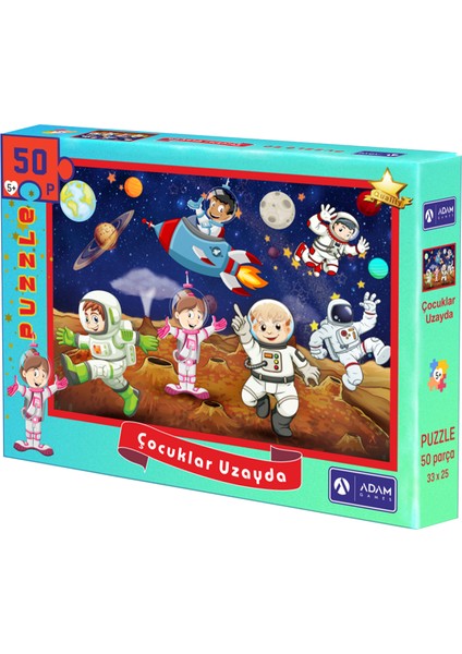 Çocuklar Uzayda 50 Parça Puzzle Yapboz