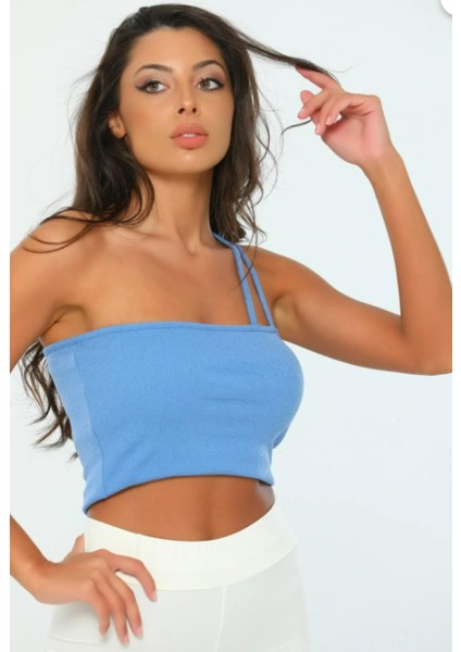 Indigo Ip Askılı Kadın Crop