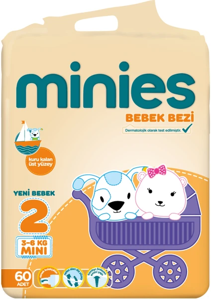 Bebek Bezi Mini 2 Beden 3-6 kg 60 Adet