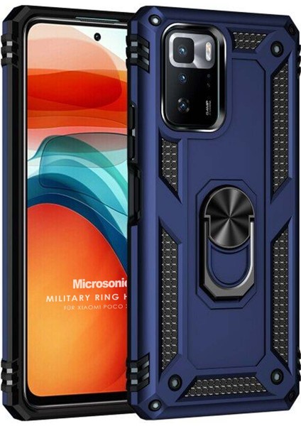 Xiaomi Poco X3 Gt Kılıf Military Ring Holder Lacivert