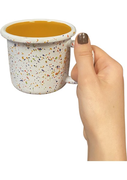 Sıçratma Desenli Emaye Kupa 350ML (Çorba Kupası)