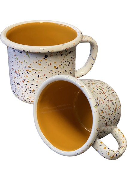 Sıçratma Desenli Emaye Kupa 350ML (Çorba Kupası)