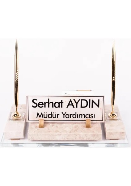 Velar Bej Mermer Isimlik Krem Desenli Ofis Masa Üstü Isimliği modelleri