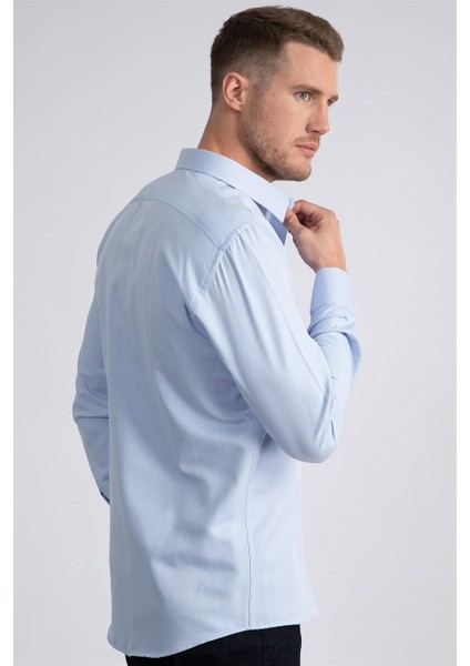 Modern Slim Fit Dar Kesim Armürlü Erkek Gömlek fırsatları