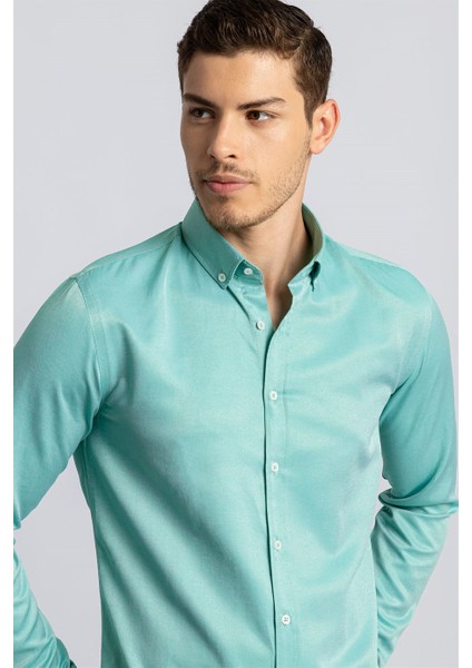 Slim Fit Dar Kesim Oxford Spor Erkek Gömlek
