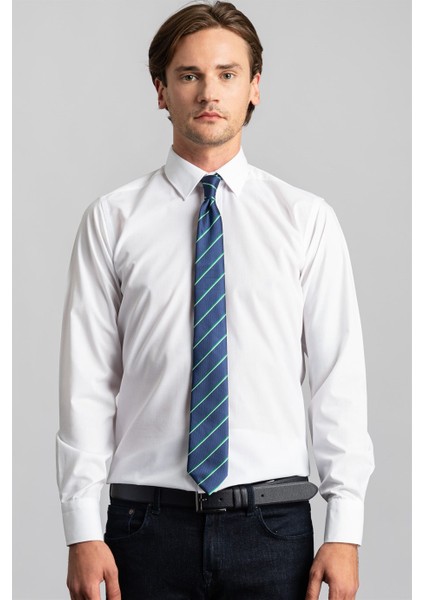 Modern Slim Fit Poplin Pamuk Efekt Erkek Gömlek