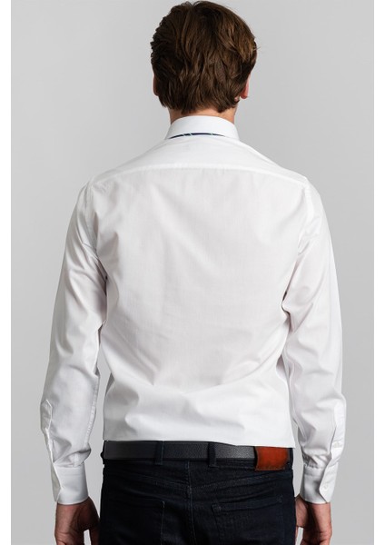 Modern Slim Fit Poplin Pamuk Efekt Erkek Gömlek fırsatları