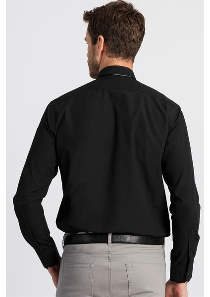 Klasik Fit Rahat Kesim Cotton Efekt Poplin Erkek Gömlek fırsatları