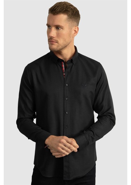 Slim Fit Dar Kesim Uzun Kol Poplin Oxford