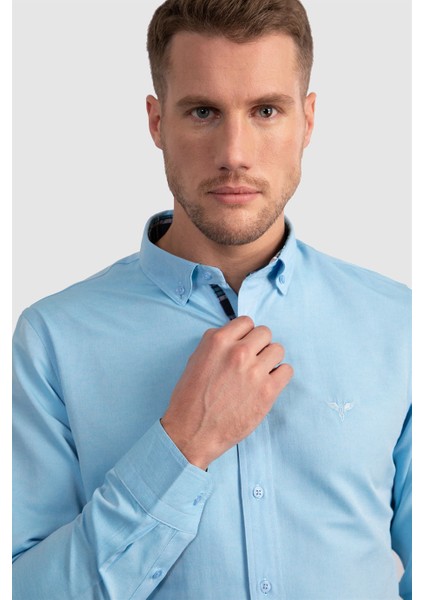 Slim Fit Dar Kesim Uzun Kol Poplin Oxford