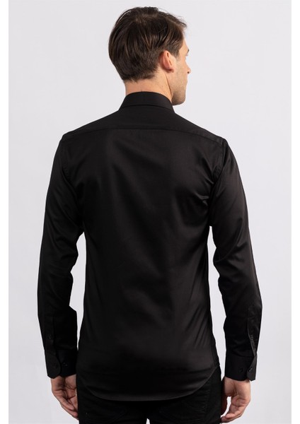 Modern Slim Fit Koton Saten Premium Seri Erkek Gömlek