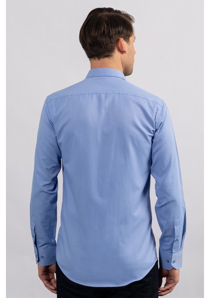 Modern Slim Fit Kendinden Desenli Düz Beyaz Gömlek fırsatları