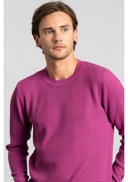 Slim Fit Dar Kesim Armürlü Erkek Kazak