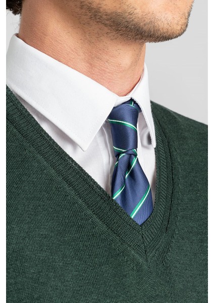 Slim Fit Dar Kesim V Yaka Pamuklu Erkek Kazak modelleri