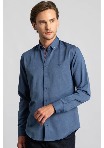 Slim Fit Dar Kesim Uzun Kol Poplin Oxford