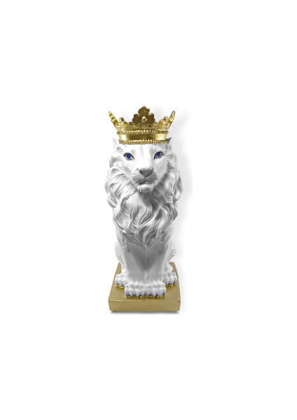 Dekoratif Polyester Aslan Biblo Beyaz (35X13CM)