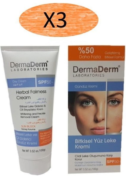 Bitkisel & Cilt SPF50+ Gündüz Kremi 100 gr 3 Adet