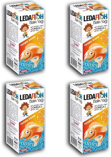 Ledafish Balık Yağı Portakal Aromalı 150 ml 4 Adet