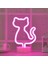 Pembe Kedi Neon Lamba USB ve Pilli Cat Neon LED Işık 1