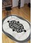 Gri Çerçeveli Mermer Zeminli Oval Halı (Makinada Yıkanabilir Kaymaz Dot Taban) - ES1135 1