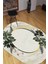 Yeşil Yapraklı Çerçeve Motifli Oval Halı (Makinada Yıkanabilir Kaymaz Dot Taban) -WL1100 1