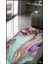Turkuaz Mor Geçişli Mermer Desenli Oval Halı (Makinada Yıkanabilir Kaymaz Dot Taban) -WL1113 1