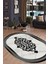 Siyah Çerçeveli Mermer Zeminli Oval Halı (Makinada Yıkanabilir Kaymaz Dot Taban) -WL1136 1