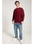 Oversize Asit Yıkamalı Bordo Erkek Sweatshirt 4