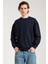 Oversize Asit Yıkamalı Lacivert Erkek Sweatshirt 1